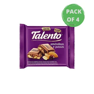 Chocolate Talento Tablete Amêndoas e Passas 4 x 90g